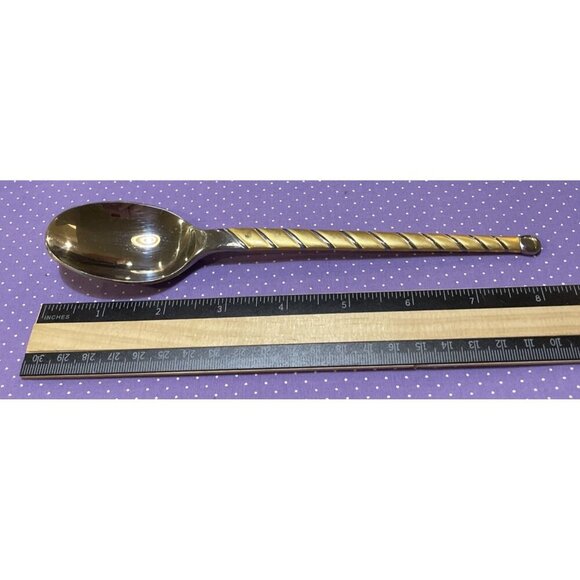 Cambridge Uptown Frosted Twist Ball Tip Stainless Gold Silver Oval Soup Spoons 4 - Picture 4 of 4